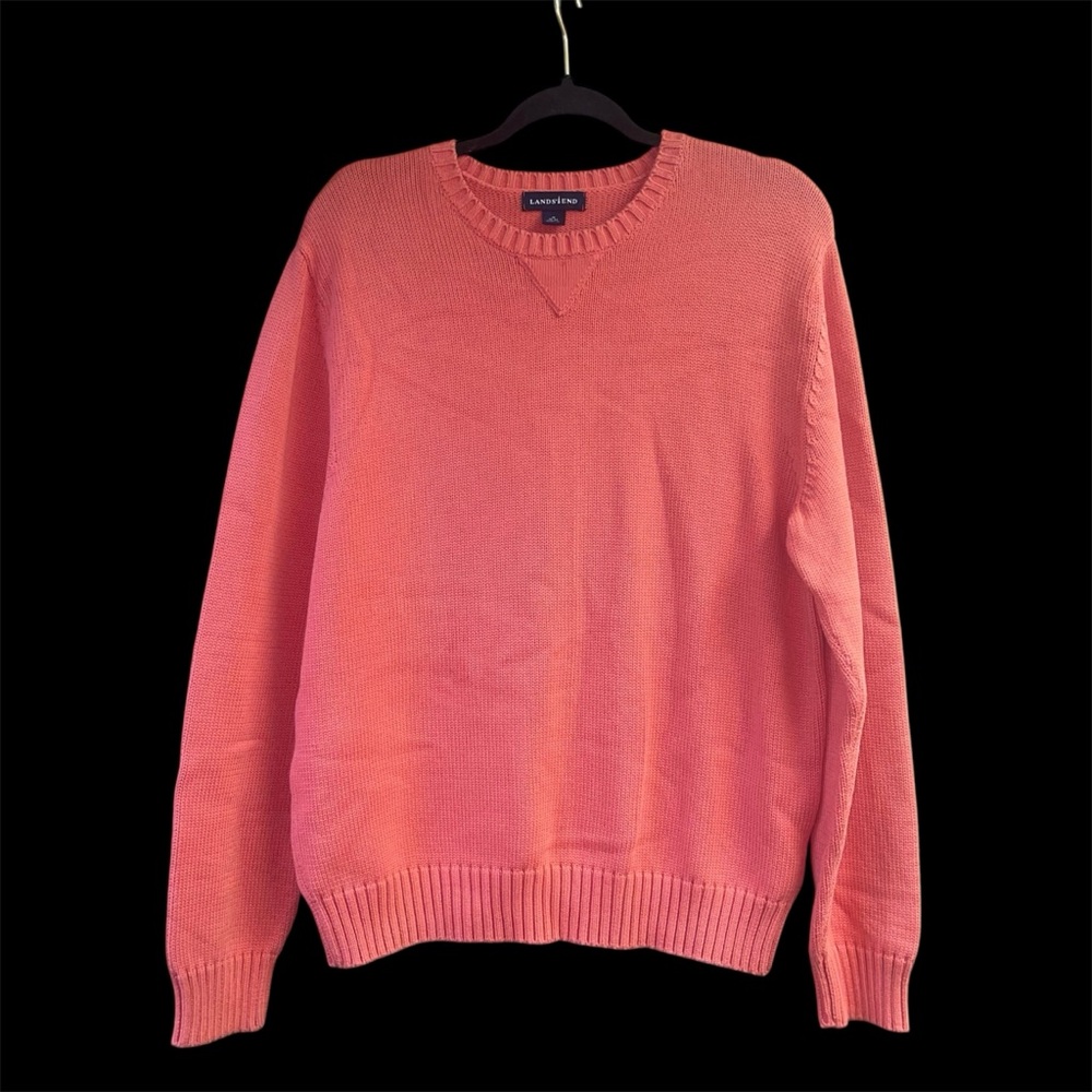 Lands' End Men’s Pullover Sweater Size Medium Orange/Coral - Picture 1 of 10